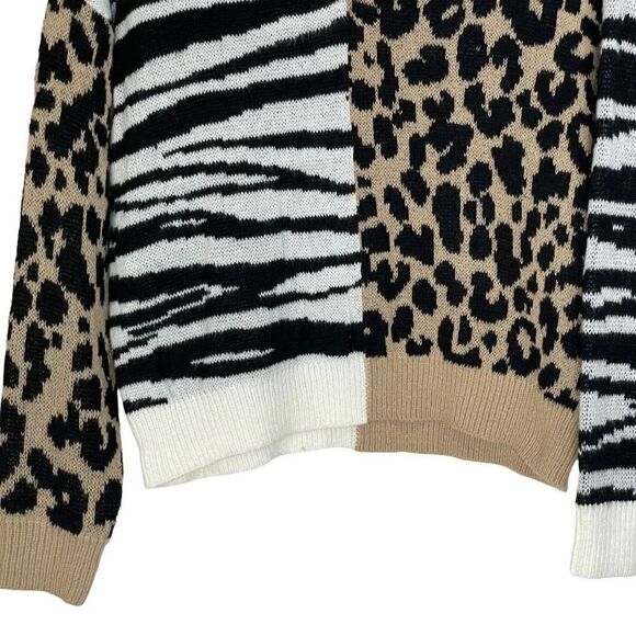 Absolutely Famous Multicolor Animal Print V-Neck Pullover Sweater Size XL NWT - Picture 4 of 9